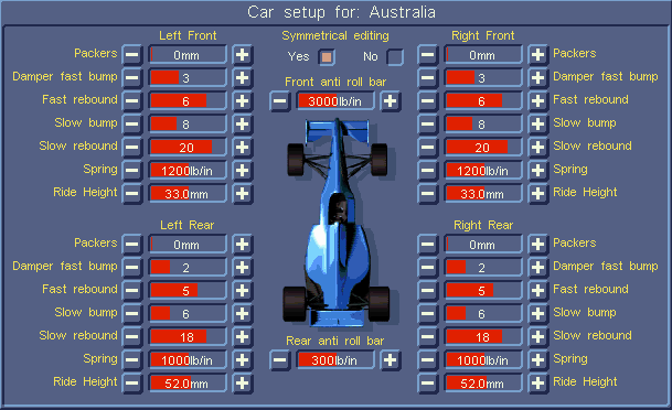 Figure 2, GP2 Advanced Car Set-up Menu